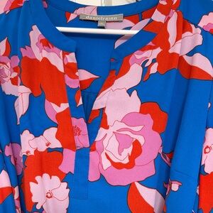 Daniel Rainn Dress Blue with Pink and Red Floral Design. Medium
